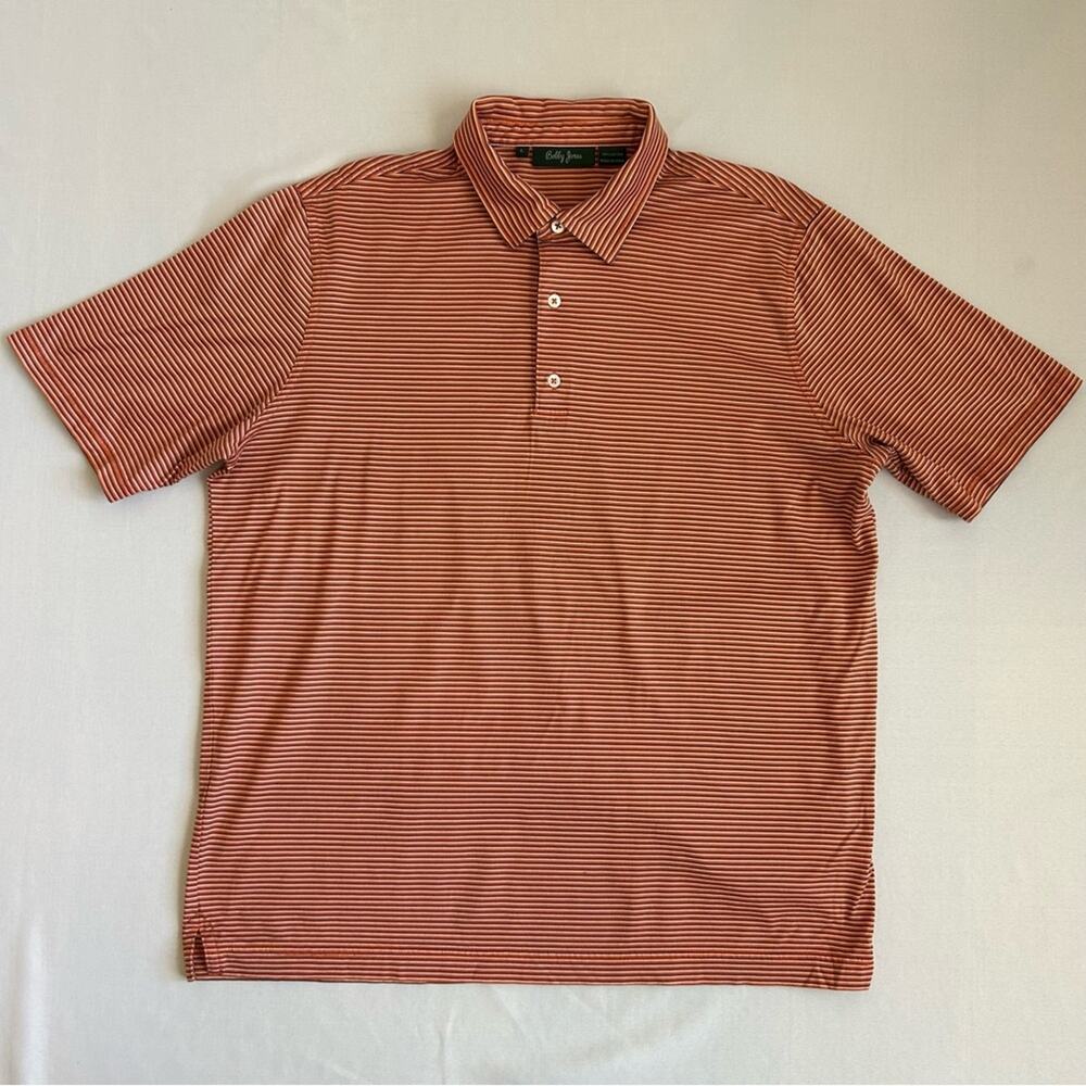 Bobby Jones 100% Cotton Golf Polo Orange Blue White Stripes Large
